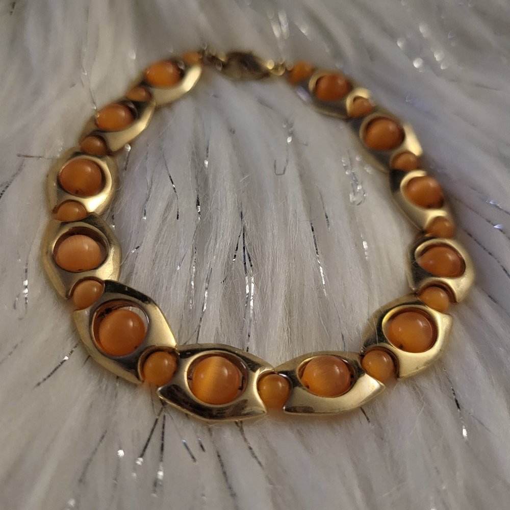 Orange & Gold Lobster Clasp Bracelet